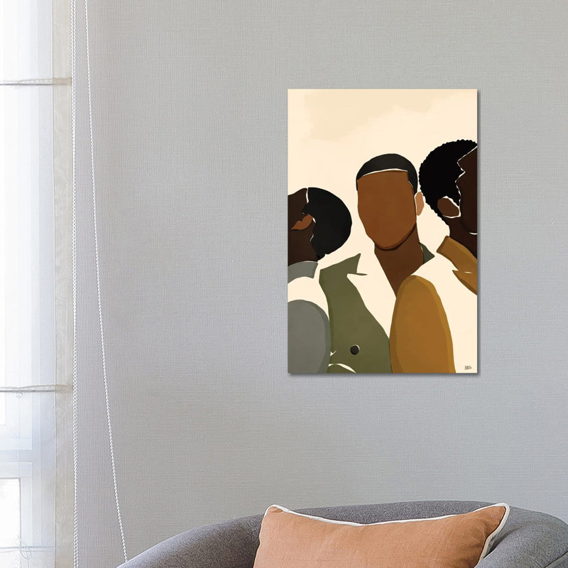 Impression d’art graphique, "Brothers" par Brie Nicole, H 26 po x l 18 po x 1,5 po, Toile tendue, Pas de tapis