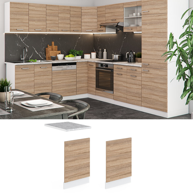 Kijon 66.8cm Kitchen Pantry, Brown/Grey