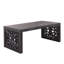 Table basse 47,2 "en bois sculpté noir massif - aspect fait à la main avec panneaux latéraux ornés