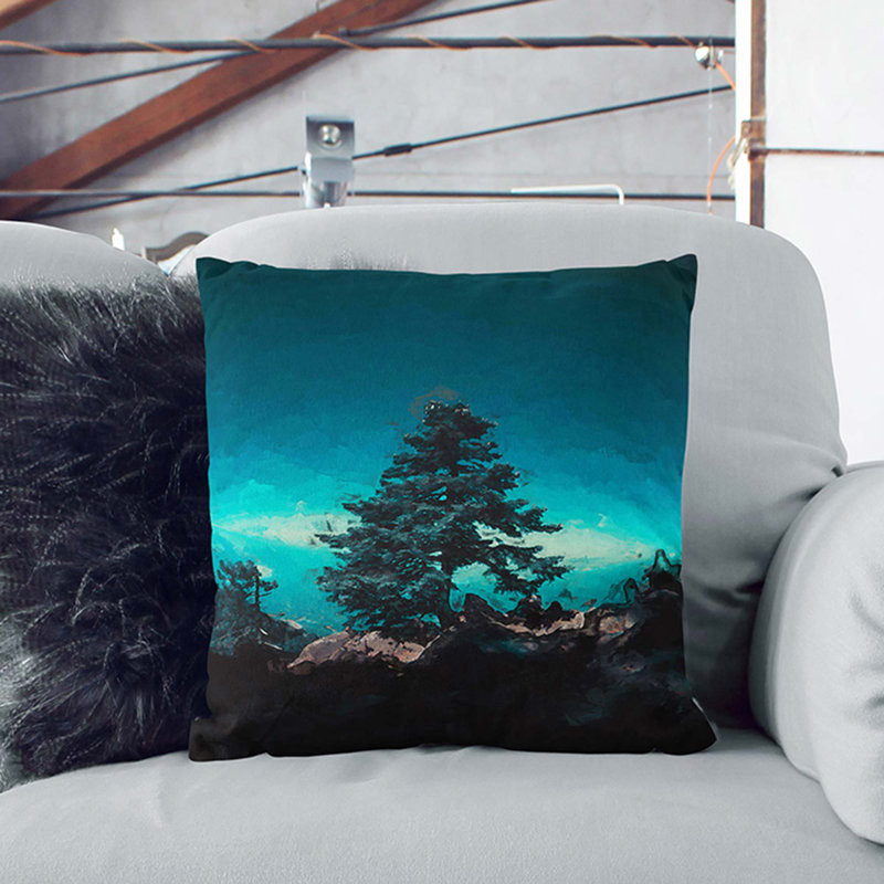 Tree on a Mountain Top Cushion with Filling, 40cm H x 40cm W x 15cm D