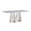 Table de salle à manger en marbre pour 6 personnes, table de salle à manger rectangulaire en faux marbre 70 po avec base en acier inoxydable à finition miroir, table de cuisine moderne en marbre de grande taille (table seulement)-633281295-633281296