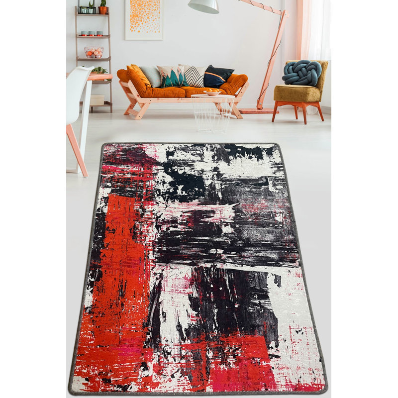 Luxurious Area Rug, 5.0 x 7.9 ft, 100% Polyester, 0.4 in Pile Height | Antibacterial, Non-Slip Dot Underside, Machine Washable | Soft, Durable, Perfect for Living Room, Bedroom & Dining Areas