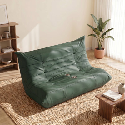 Modern Ergonomic Caterpillar Loveseat Sofa with Built-in Dual Cup Holders