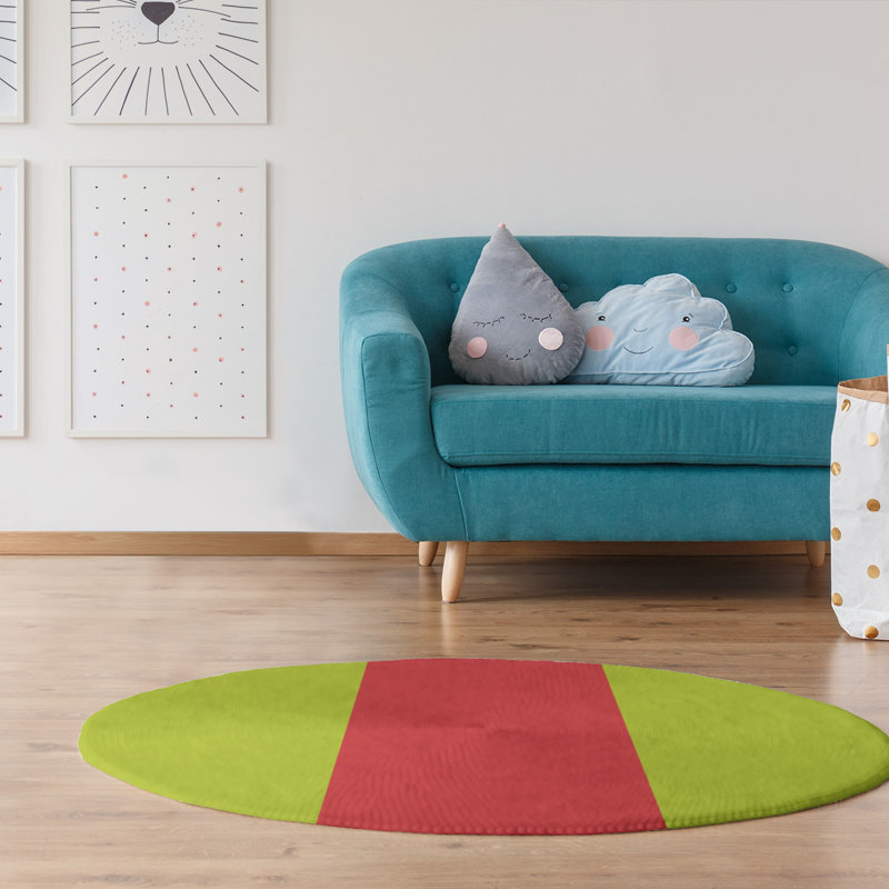 Tapis vert/rouge torche volts, Rond 5 pi