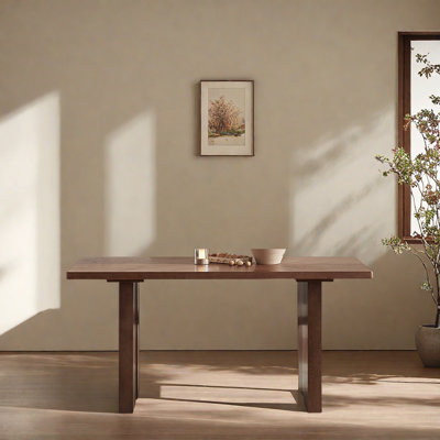 Simple rectangular solid wood mosaic dining table