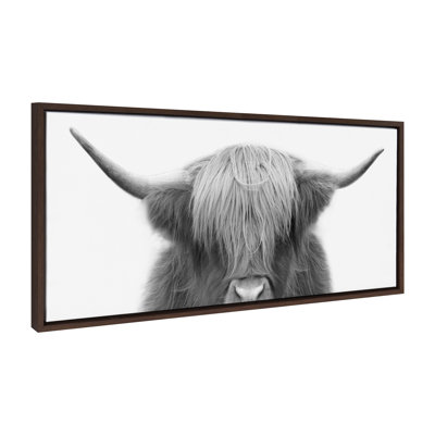 Hey Dude Highland Cow BW by The Creative Bunch Studio Framed Canvas Wall Art Print