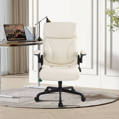 Eureka Ergonomic Big and Tall Office Chair, Luxury Heavy Duty Executive Computer Desk Swivel Chair for Women,Beige & Gray, Comfy Foam & Faux Leather