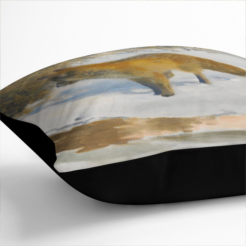 Fox in the Snow Vol.6 Scatter Cushion, Black, 40cm H x 40cm W x 15cm D