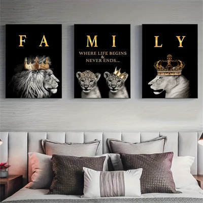 «Modern Modern Lion Family», citation inspirante, art sur toile