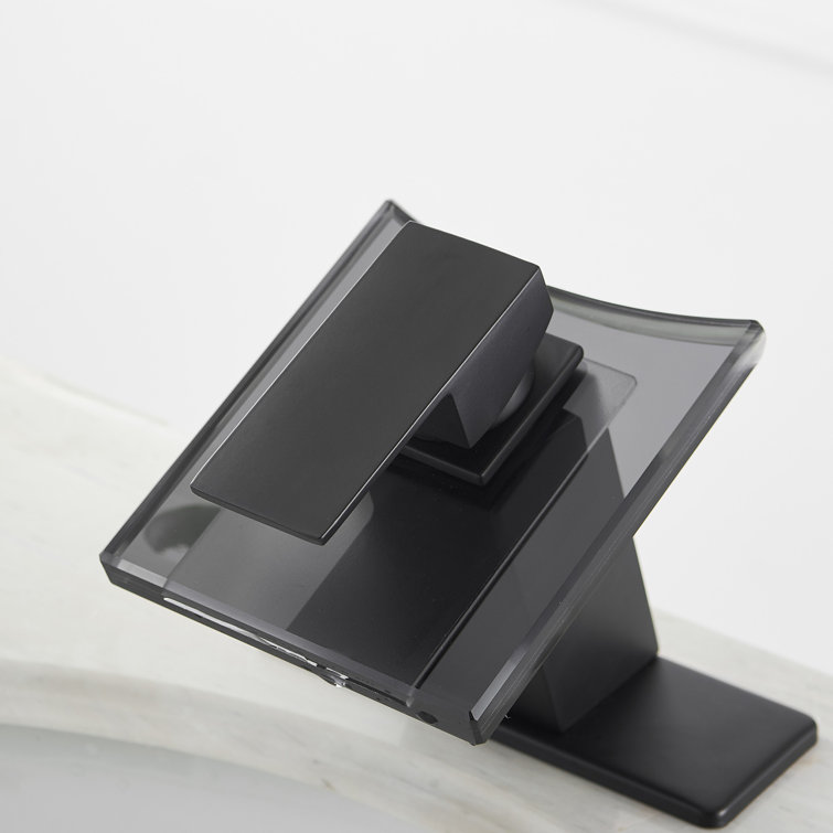Waterfall Single Hole Single-Handle Low-Arc Bathroom Faucet With Glass Spout