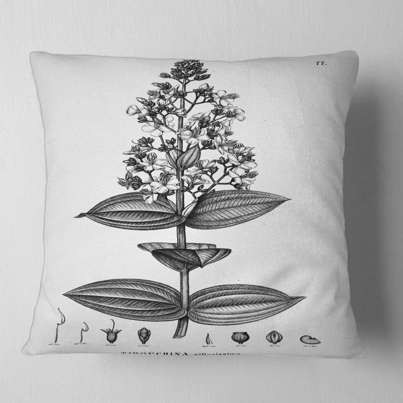 American Vintage Flora VI - coussin traditionnel imprimé, 16" x 16"