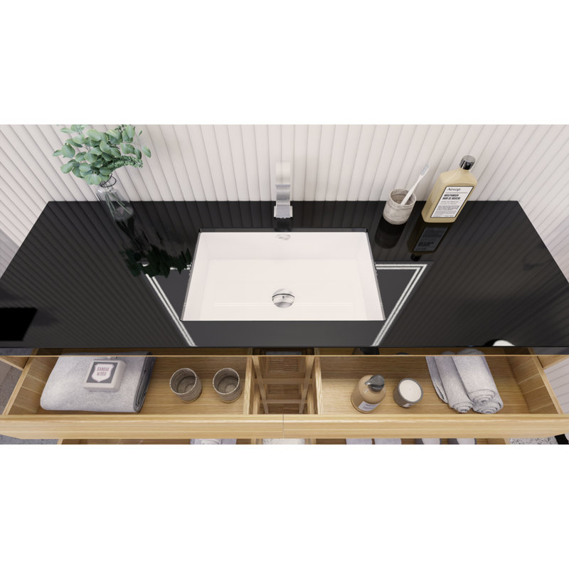 Ensemble de meuble-lavabo simple 59,5 po Santrice Royal, Chêne blanc