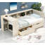 Lit plateforme en bois avec tablettes de rangement et tiroirs-1518563474-1518563475