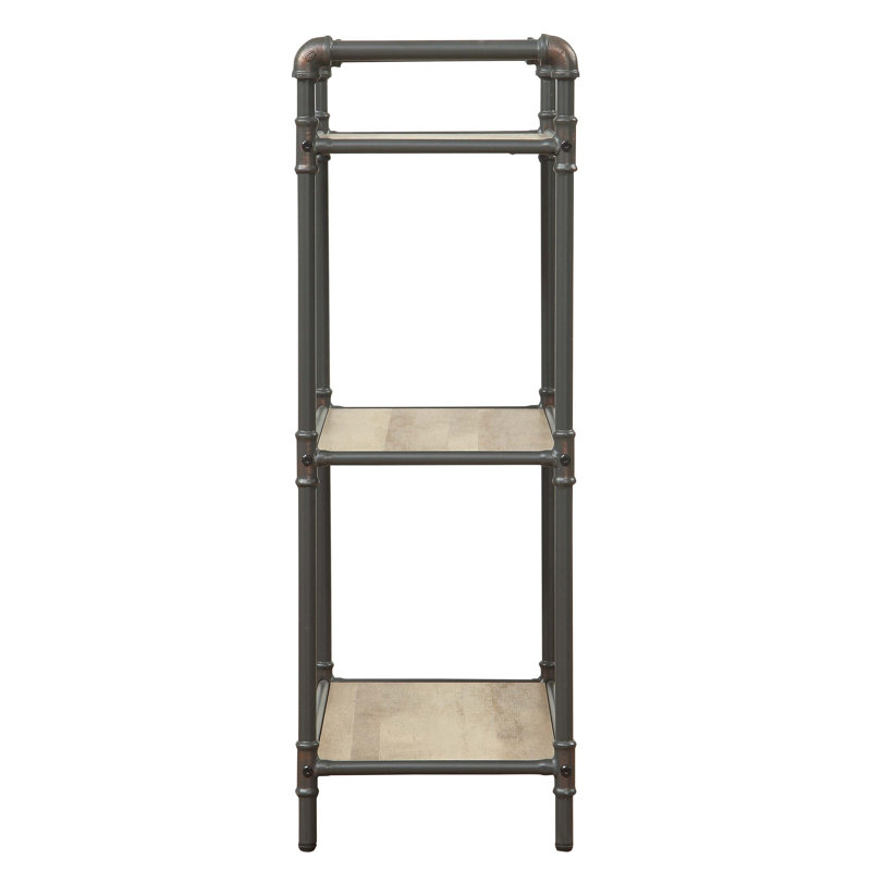 Bibliothèque à 3 niveaux en chêne antique et gris sable