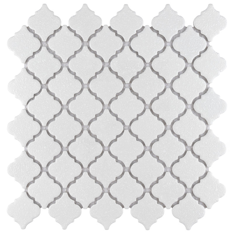 Carreau de mosaïque de porcelaine pour plancher et mur 12-3 / 8 "x 12-3 / 8" Hudson Tangier, Blanc