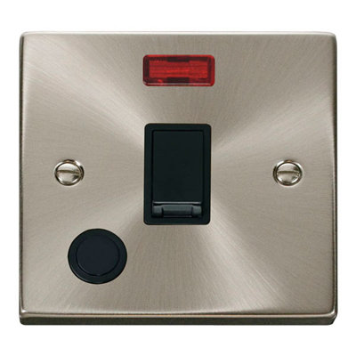 Satin / Brushed Chrome 1 Gang 20A DP Switch With Flex With Neon