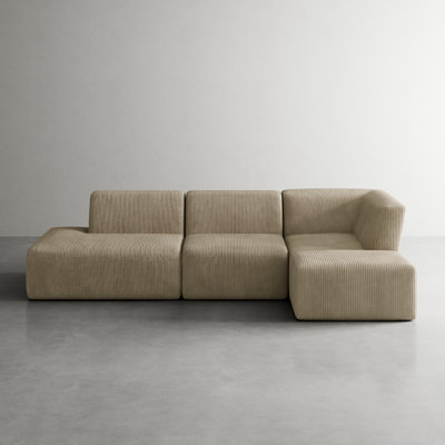 Ensemble de conversation modulaire rembourré en velours côtelé avec repose-pieds amovible Berlare