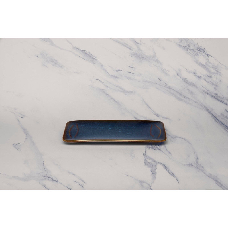 Plateau en porcelaine SPLASH DENIM | Plateau rectangulaire large | Va au micro-ondes et au lave-vaisselle, Splash denim
