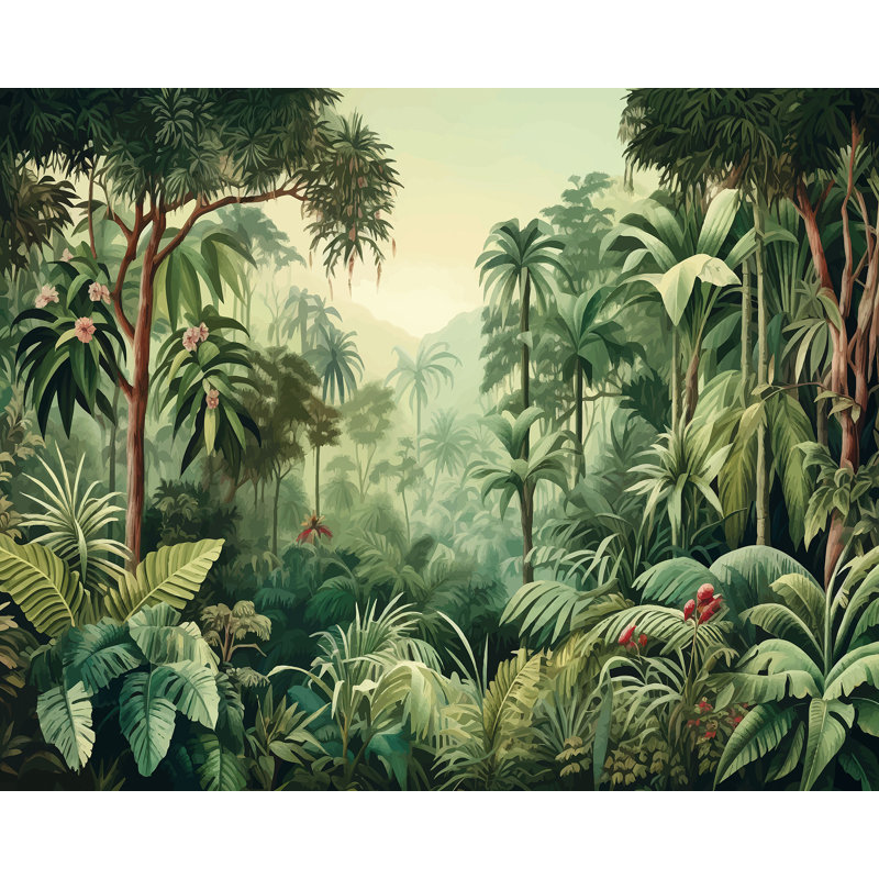 Murale arbres de la jungle, Vert
