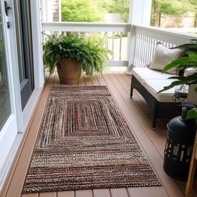Machine Washable Indoor/Outdoor Xhevrie ACN1725 Terracotta 1'8" x 2'6" Rug