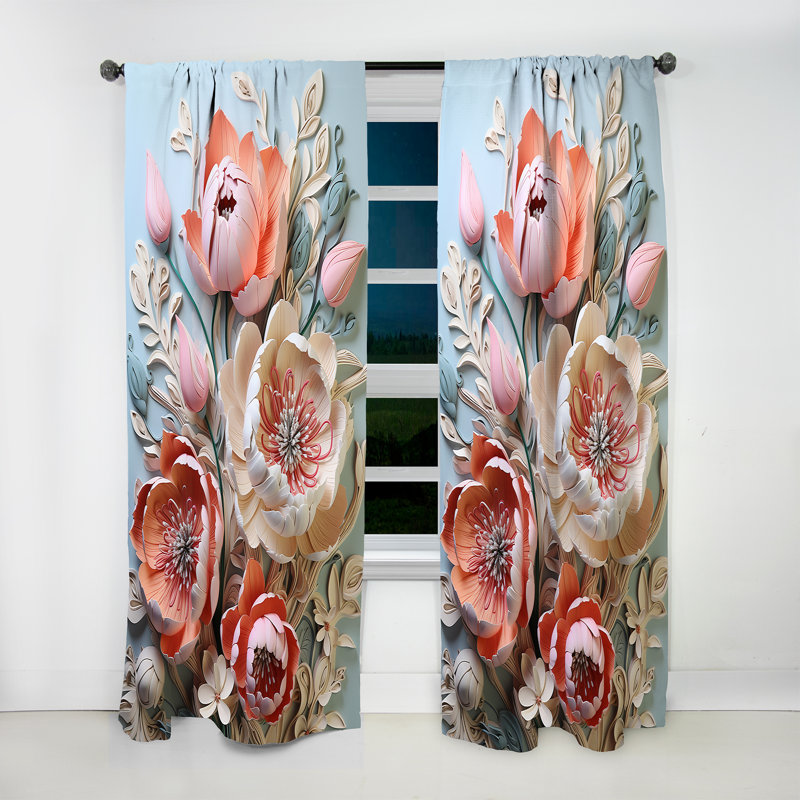 Goberman - Rideau tulipes - Rideau floral obscurcissant - 1 panneau, L 52 po x L 84 po