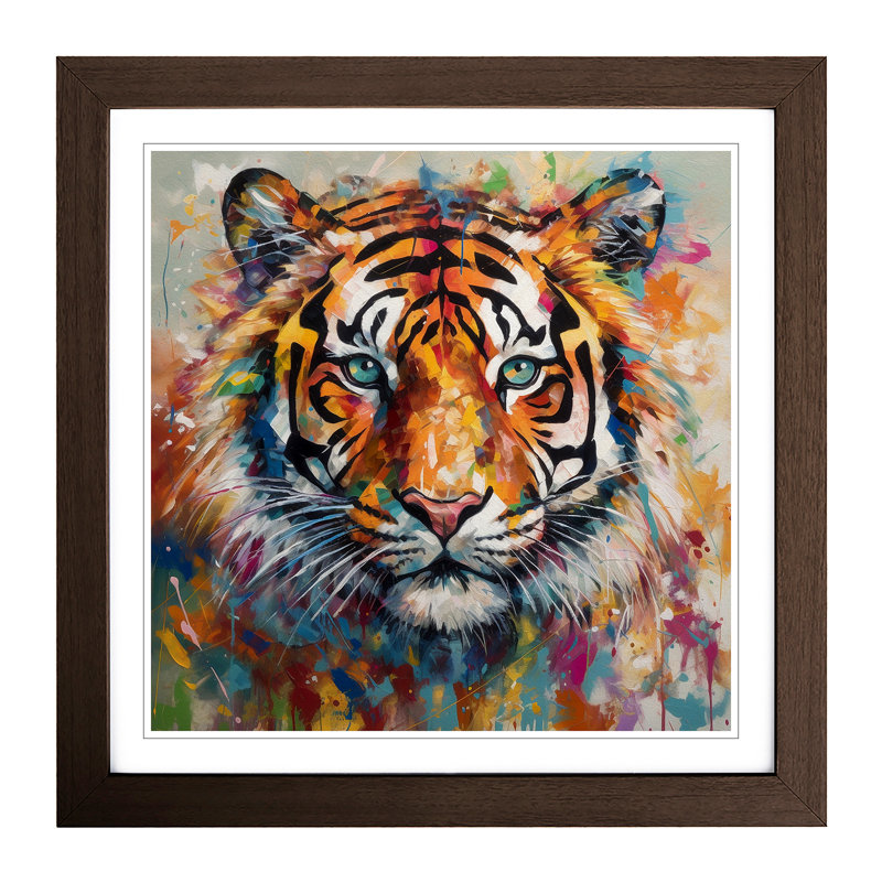 Tiger Abstract Expressionism - Framed Print, Walnut