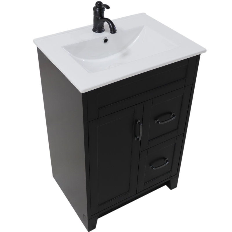 Espresso Freestanding Single Bathroom Vanity with Ceramic Top