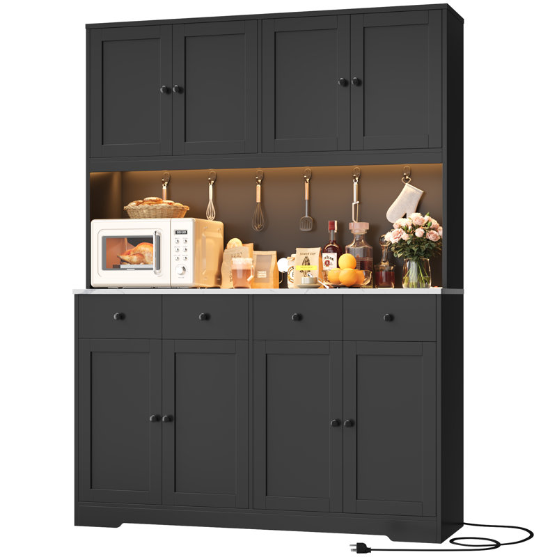 72.4" Kitchen Pantry Cabinet, Matte Black