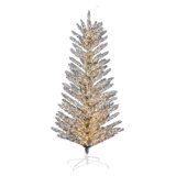Vickerman Vintage Aluminum Artificial Christmas Tr 6' H Lighted Artificial Pine Christmas Tree