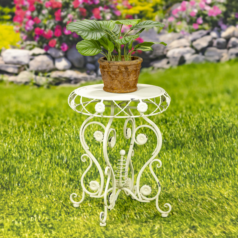 Zaer Ltd. "Copenhagen 1843" Collection Round Outdoor Bistro Table , 20.4 " W 20.4 " D, Antique White