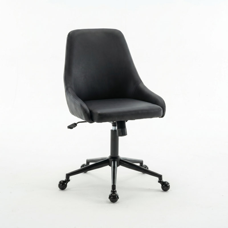 Vanora Swivel Office Chair, Black Faux Leather