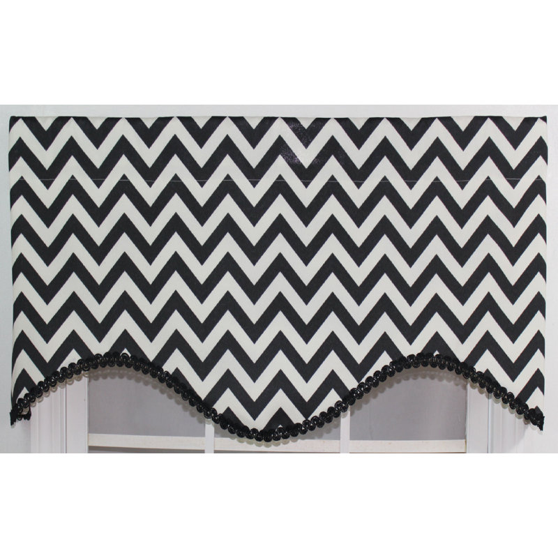 Chevron Scalloped Kitchen Curtain