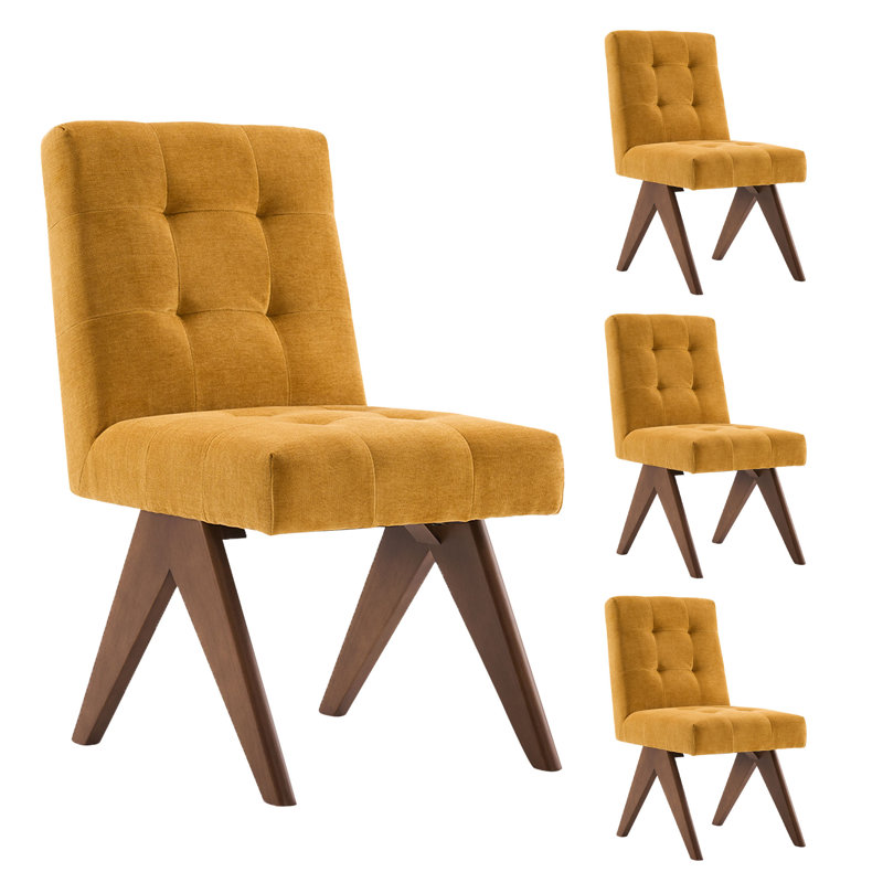 Chaise d'appoint rembourrée Nieck, Jaune, 4