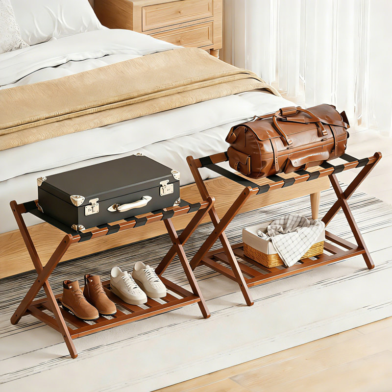 Full Assembled Luggage Rack Set Of 2 - Brown, Brown