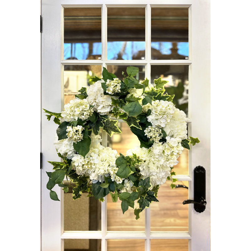 Handcrafted Faux Hydrangea Polysilk 26'' Wreath
