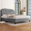 Upholstered Bed Frame with with Diamond Button-Tufted Headboard-332416920-333022945