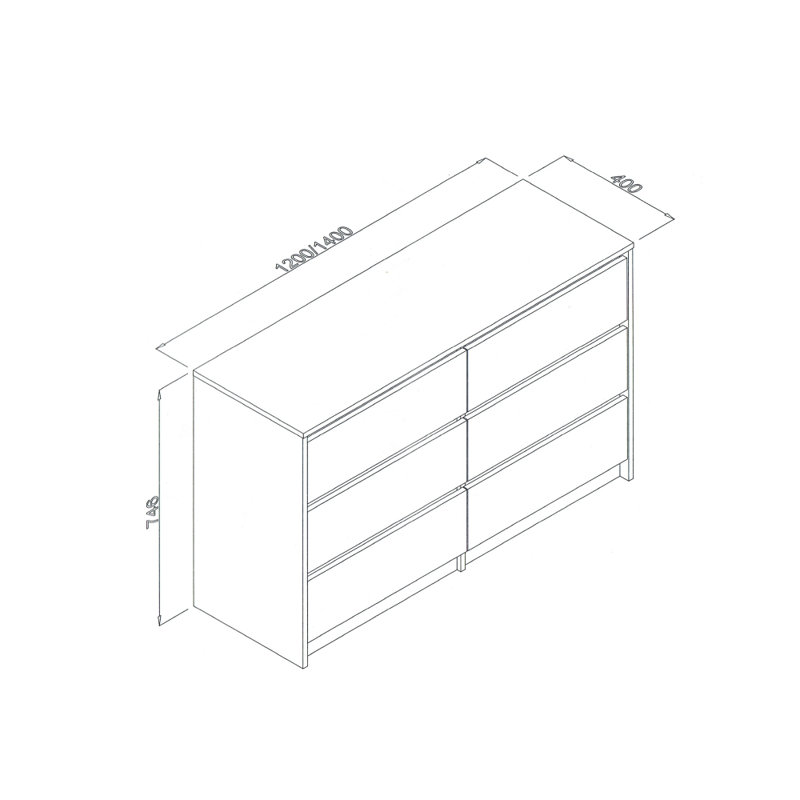 Barker Ridge 6 Drawer Double Dresser, 75cm x 120cm x 40cm, White