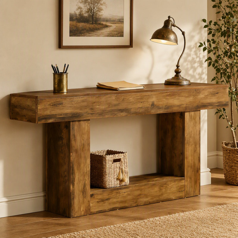 Table de canapé à deux niveaux, Rustic Brown, Rustic Brown, Rustic Brown