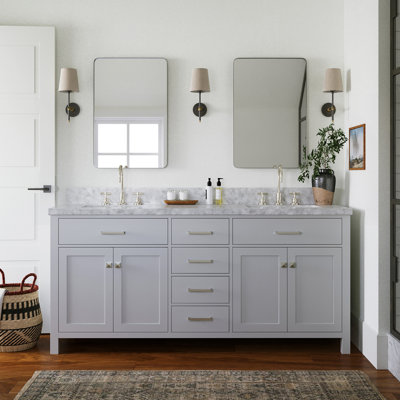 Abbate 72" Double Bathroom Vanity with Carrara White Marble Top