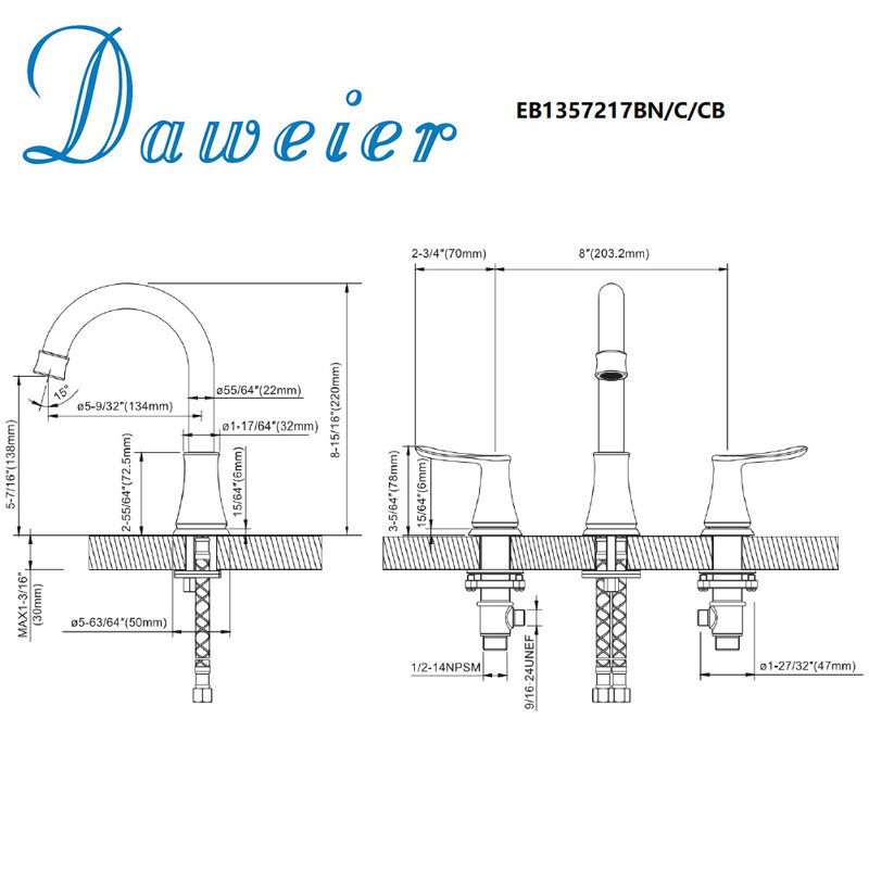2-handle Bathroom Faucet with Drain Assembly, Brushed Nickel