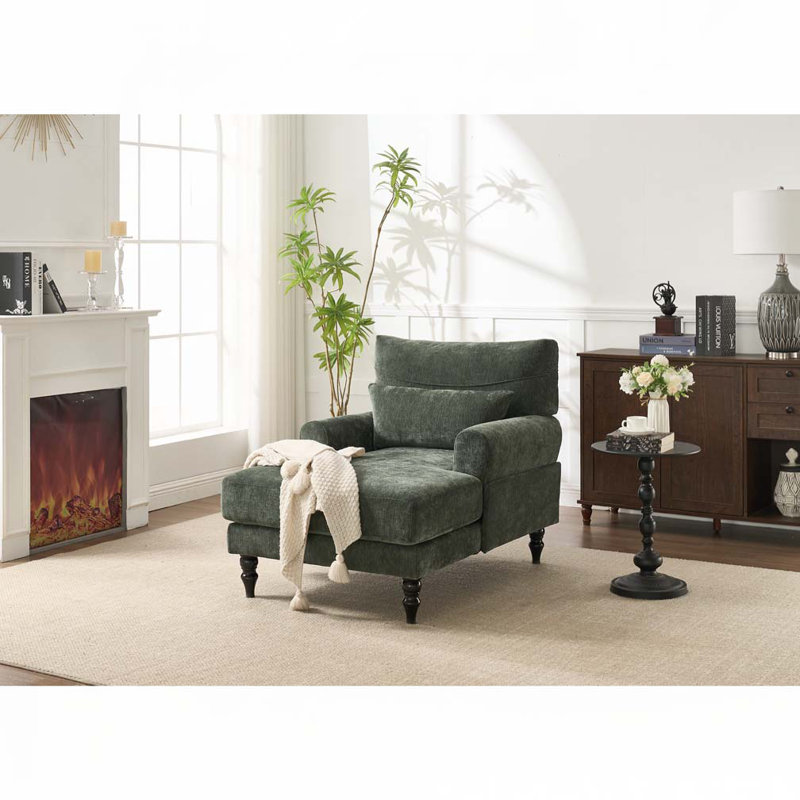 Chaise longue d'intérieur rembourrée, Vert