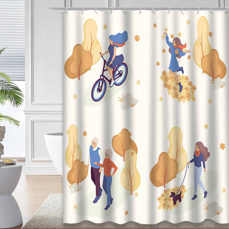 Rideau de douche avec 12 crochets Autumn Park, L 72 po x l 84 po