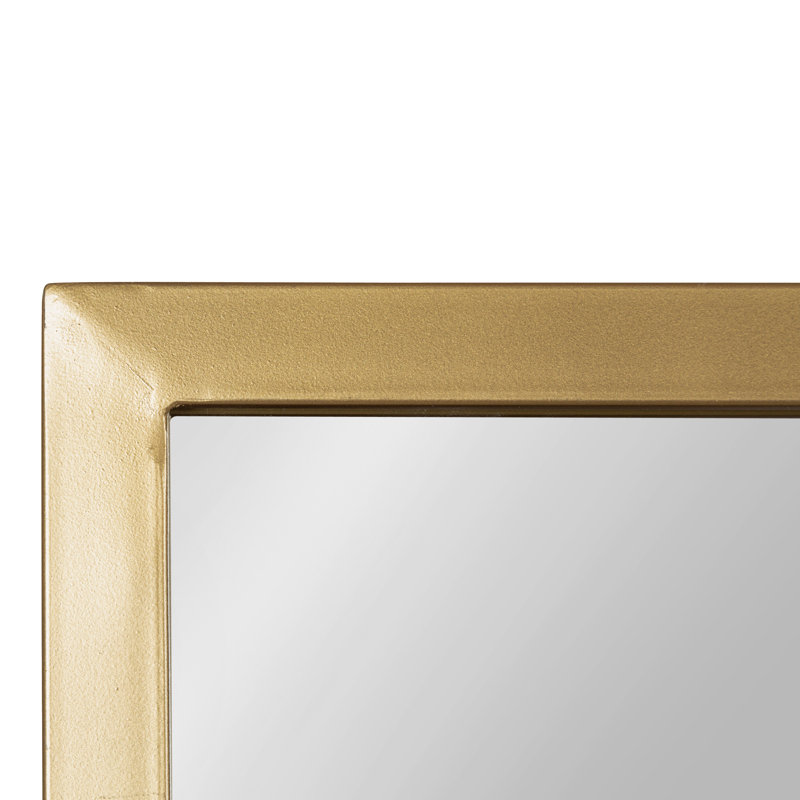 Heider Metal Flat Mirror with Shelves, Gold, 30" H x 20" W