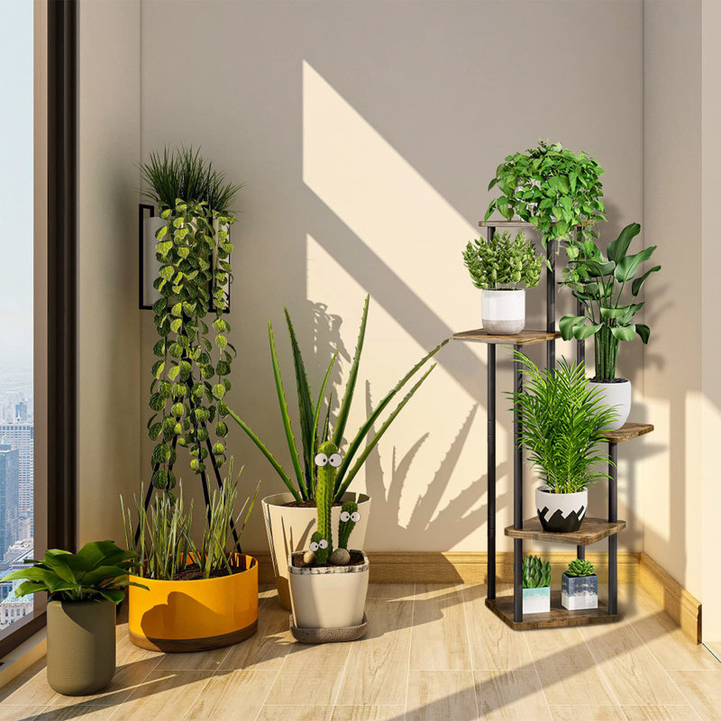 Support pour plante 5 niveaux, Brun / Noir