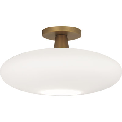 Rico Espinet Ovo Flush Mount Lighting Fixture - Deep Patina With Frosted Glass Shade | 15 Inch Ceiling Light | UL Listed For Dry Or Damp Locations