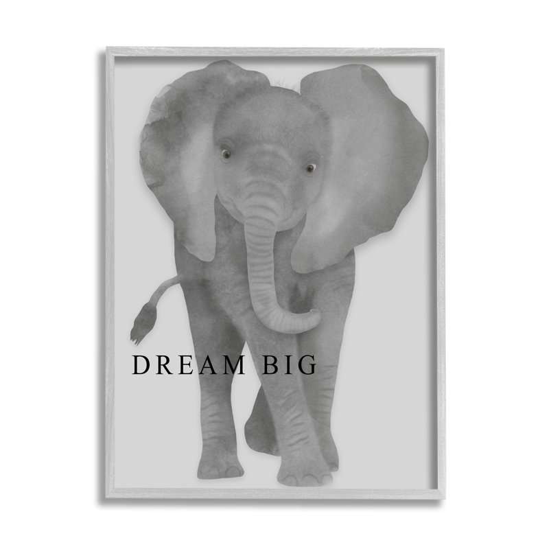 «Dream Big Elephant cmw-021», art mural personnalisé, Estampe numérique Farmhouse, H 20 po x l 16 po, Oui