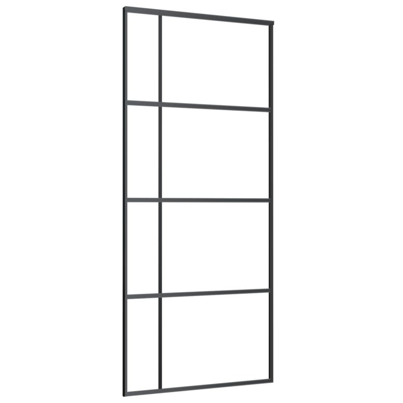 Jamarie Glass and Aluminium Barn Doors, 205cm H x 90cm W x 5cm D, Black
