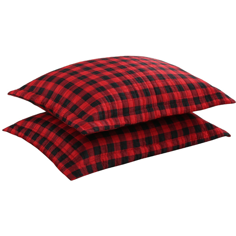 BP01 Gingham Reversible Pillow Cover, 20"H x 36"W, Red