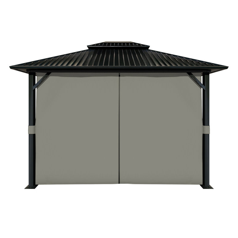 Aoodor Replacement 4-Panel Gazebo Sidewall Curtains, Gray, 82.7" H x 120" W x 144" D