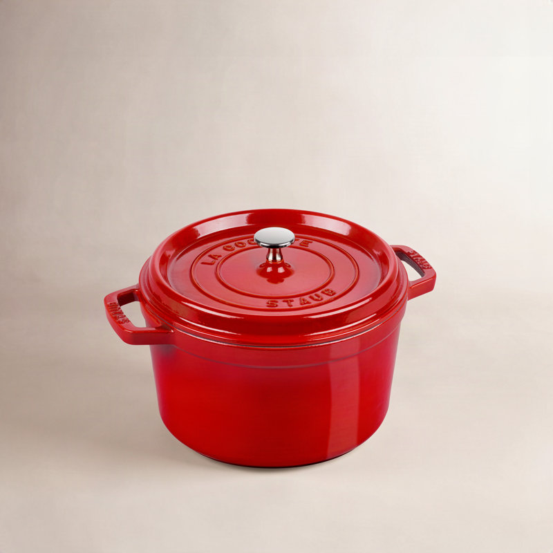 Staub Cast Iron 5-qt Tall/Deep Round Cocotte, Red